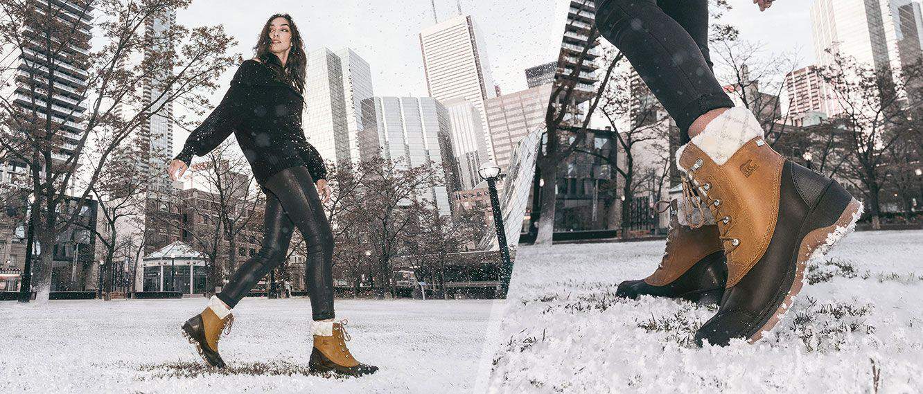 chaussuresonline-sorel-idéelook-tenue-maintiens-tendance-mode-femme-whistlermid-marron-bottesfourrées-hiver-froid