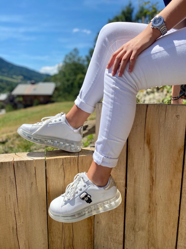 baskets blanche à plateforme karl lagerfeld