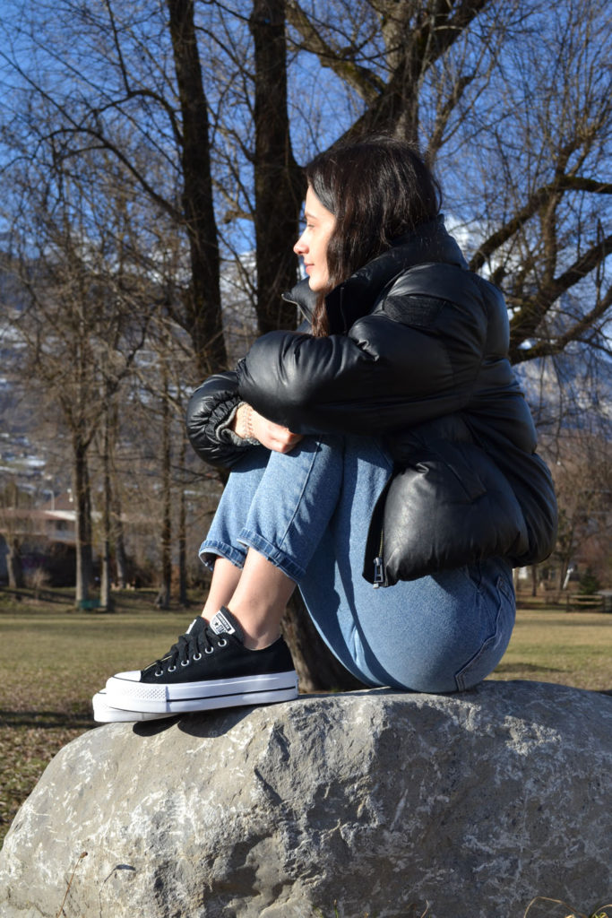 converse plateforme noire
