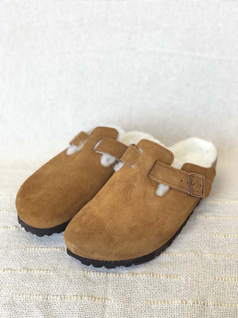 Chaussons chauds birkenstock pour femme marron camel