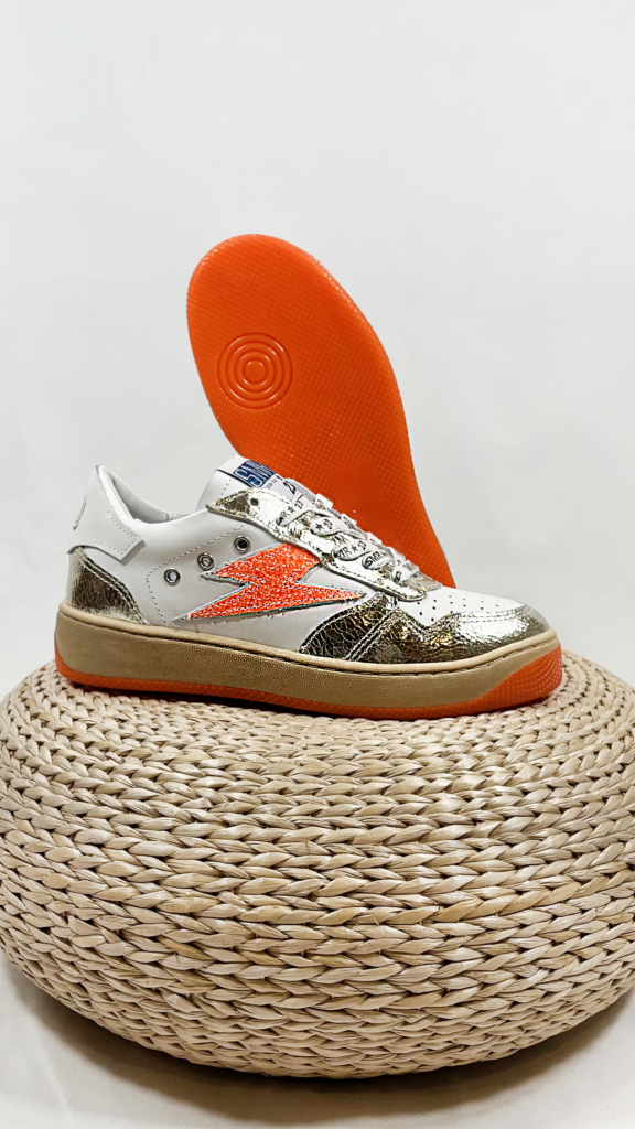 Basket femme dore et orange eclair semerdjian smr 23 nune 11554 7361701 1