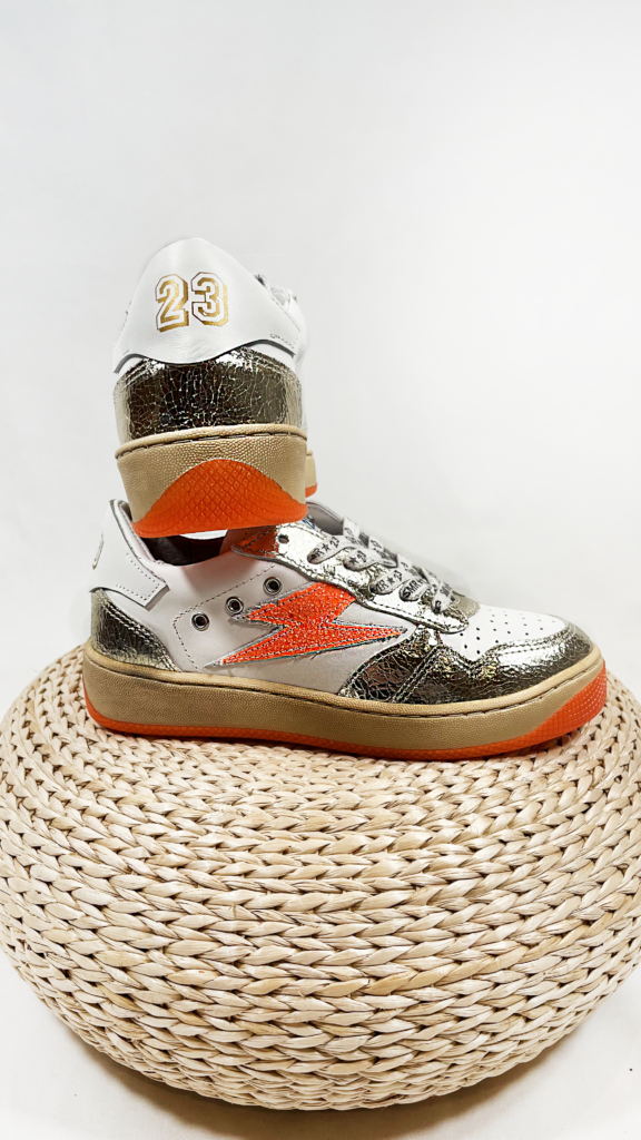 Basket femme dore et orange eclair semerdjian smr 23 nune 11554 7361701 15