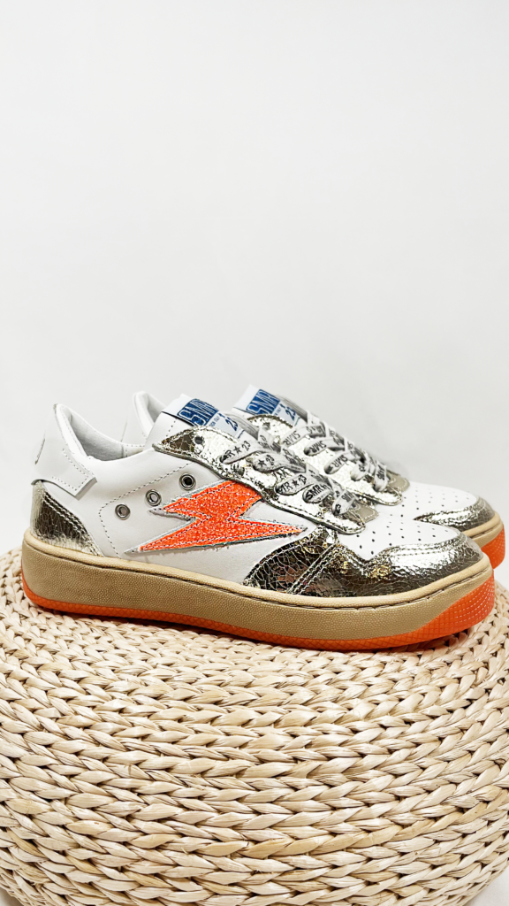 Basket femme dore et orange eclair semerdjian smr 23 nune 11554 7361701 5