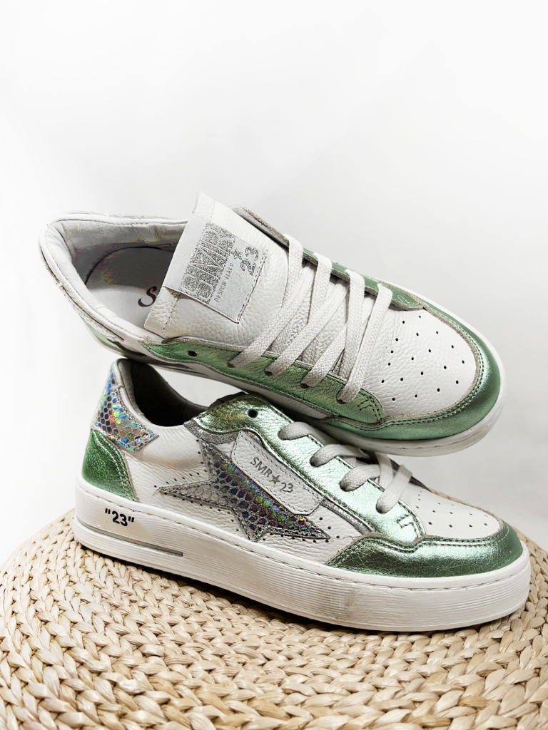 Basket femme verte argente etoile ale 11815  smr 23 7361401 32