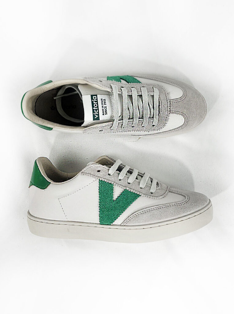 Basket femme blanche et verte 126184