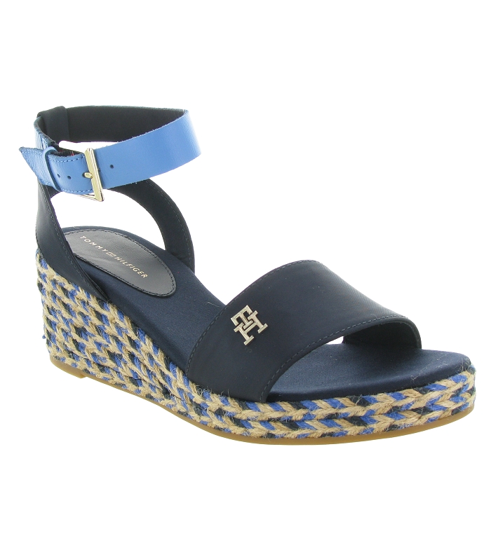 Sandale compense femme bleu marine tommy hilfiger