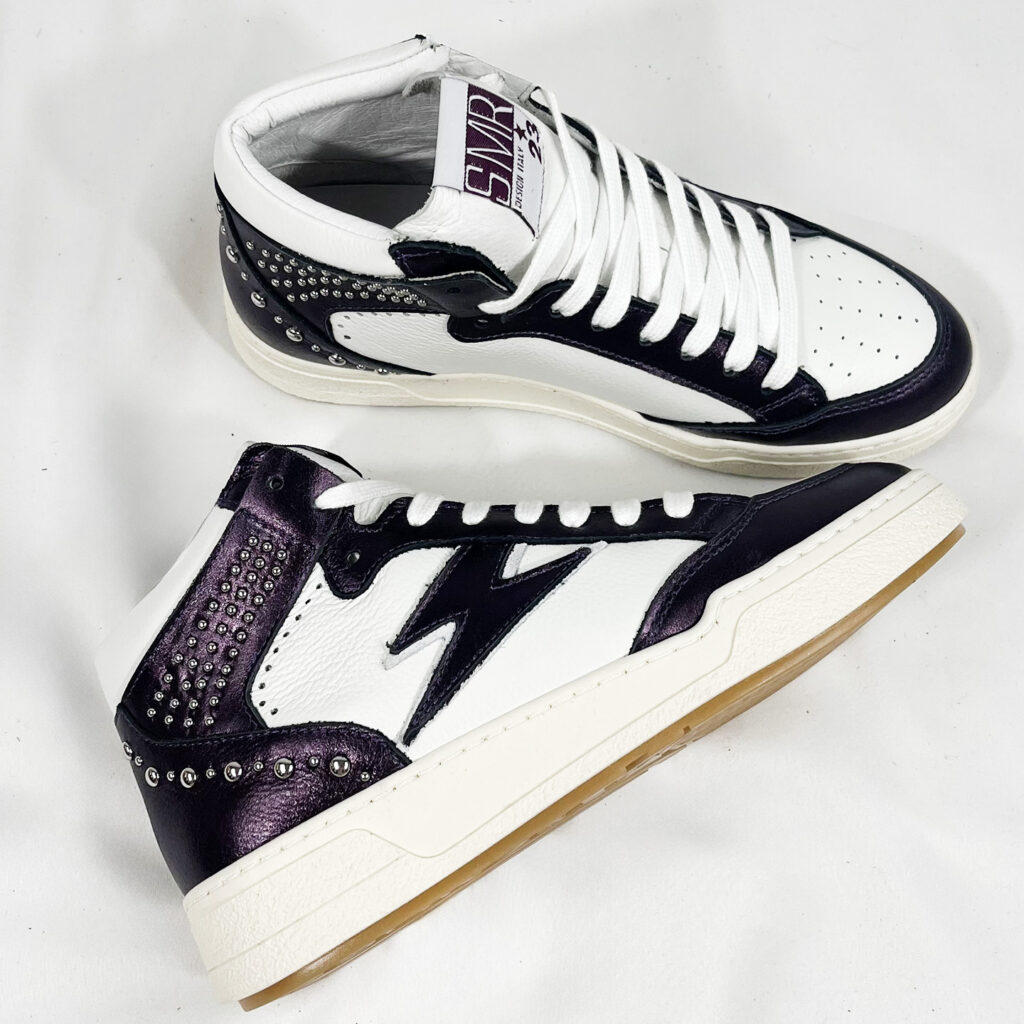 Basket femme montante violette metalise semerdjian braga a514