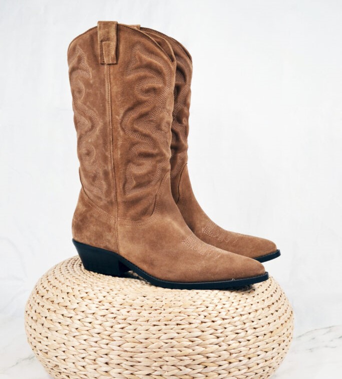 Botte Santiags camel en nubuck Julie Dee