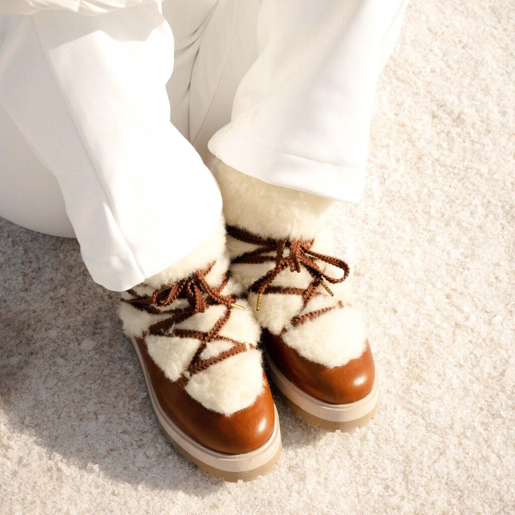 après-ski bobbies marron et mouton femme