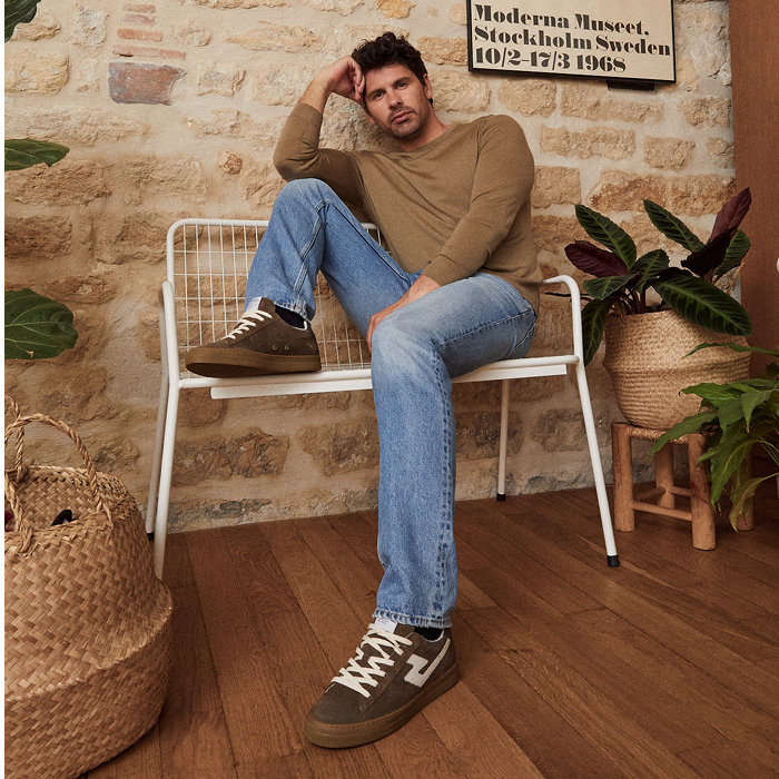 Basket vintage schmoove kaki homme