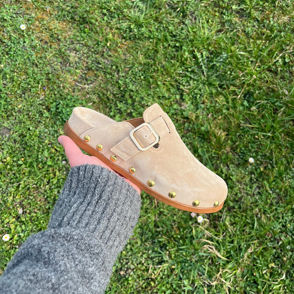Mules femme Alpe beige à clous