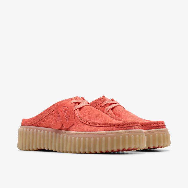 Mules femme Clarks corail Wallabee