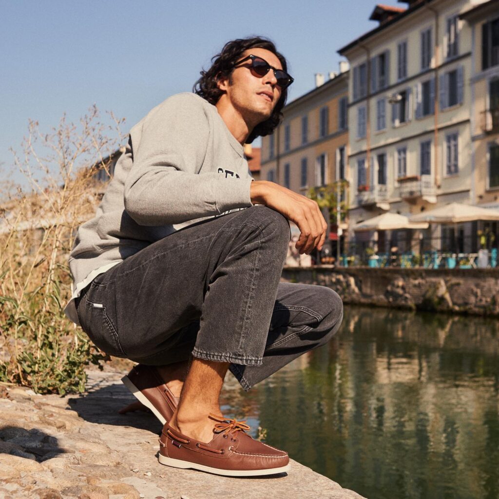 chaussures bateau sebago marron clair